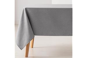 GAMUSI Mantel Antimanchas Mesa Rectangular Rombos pequeños Liso Jacquard Impermeable 140x100 cm, Tacto Tela, Color Antracita
