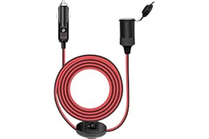 GIANTDEER 2.0M 12V Cavo di Prolunga Automobilistico con Interruttore On/Off per Accendisigari 12V Cavo 17AWG con Fusibile 15A, Adattatore Accendisigari 12/24V