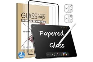 Esanik Feel like Paper für Panzerglas für iPad Pro 12,9 Zoll 2022/2021/2020/2018 (iPad 6th/ 5th/ 4th/ 3th Generation) Schutzfolie, 9H Matt Schutzglas mit Kameraschutz (2+2 Stück)