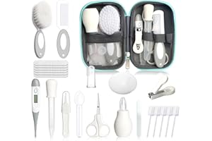 Qunlions life Baby-Gesundheits- und Pflegeset für Neugeborene, 25-teiliges, verbessertes Sicherheits-Babypflegeset, Gesundheitspflegeset für das Kinderzimmer von Neugeborenen (Grauweiß)