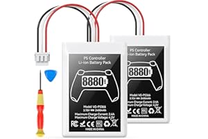 PS5 Controller Battery Pack, 2 Stück 8880mWh Li-Ionen Akku mit hoher Kapazität für Sony PS5 Controller CFI-ZCT1W, 53% mehr Ausdauer (Kapazität), Sicherer PS5 Controller Akku Ersatz