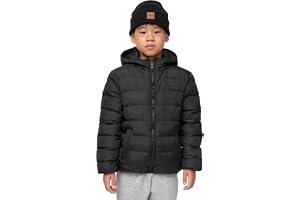 Urban Classics Pojkar jacka Basic Bubble Jacket, vinterjacka för pojkar med huva finns i 2 färger, storlekar 110/116 – 158/164, Svart/svart/svart, 158/164 cm