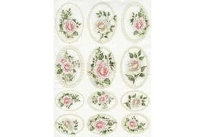 Zita's Creative Reispapier A4 - Rosen im Rahmen. Motiv-Strohseide, Strohseidenpapier, Decoupage Papier