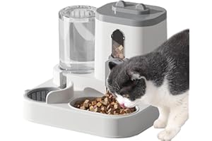 SIUWDDEE Distributeur Croquettes Chat Automatique Distributeur Eau Chat Et Chien par Gravité, Abreuvoir Alimentateur Automatique Mangeoirs Abreuvoirs pour Chiens Et Chats Maison,27x23x27cm