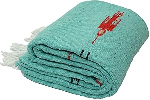 Open Road Goods Mint Green/Teal Thunderbird Heavyweight Yoga Blanket- Made for Yoga! Hand-Made Mexican Blanket (Acrylic Blend, XL)