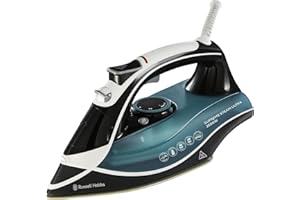 Russell Hobbs Supreme Steam Iron, Ceramic soleplate, Easy fill 350ml Water Tank, 155g Steam Shot, 60g Continuous steam, Self-clean, Anti calc & Anti-drip function, 3m Cord, Auto Shut Off, 2600W, 23260