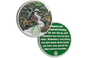 ATSKNSK Spring 5 Month Sobriety Chip Five Month Sobriety Coins AA Chips and Medallion Tree of Life Coin Serenity Prayer Coin Recovery Anniversary Token Sobriety Gifts for Men Women Alcoholics Anonymous Gift