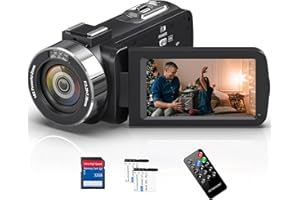 PITIKI Videokamera 4K 48MP 30FPS Camcorder mit IR Nachtsicht, 18-facher Digitalzoom Video Kamera, 3,0-Zoll-LCD Touchscreen Webcam Vlogging Kamera für YouTube mit Fernbedienung, Batterie und SD-Karte