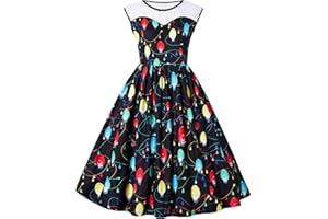 Evensu Women's Christmas Dress Plus Size Sleeveless Dress Women 1950s Vintage A-line Cocktail Holiday Party Dresses