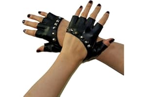 HAIFLY Guanti senza dita da donna, in pelle, con borchie, stile punk, per equitazione e ciclismo