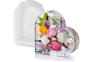 BDYLYS Heart Epoxy Resin Moulds, Silicone Moulds for Flowers Preservation kit, Large Deep Resin Silicone Moulds for Resin Casting, Gift Decoration and DIY Craft Making