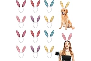 JMOCD 12 Pièces Bandeau de Pâques, Bandeau Oreilles de Lapin,serre-tête oreilles de lapin de Pâques pour Enfants Adultes Costume Cosplay Carnaval Halloween Photographie.