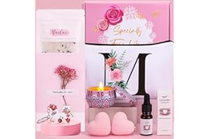 BAICAI Birthday Pamper Gifts for Women, Personalized Letter M Happy Birthday Letterbox Gifts for Her, Unique Ladies Spa Bath Set Get Well Soon Hampers Thank you Gifts for Women Best Friend Bestie Sister Mum