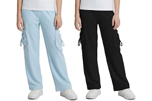 STARLATH Girls Pants and Trousers for Kids, Multicolor Girls Stretchable Trackpants and Lowers Combo (Pack of 2)