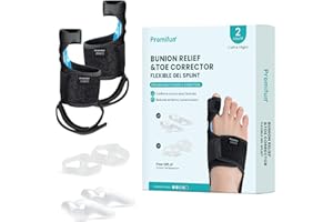 Promifun Bunion Corrector for Women & Men - 1 Pair Adjustable Bunion Splint Brace with Soft Gel - Pain Relief Bunion Pads, Toe Support, Toe Straightener with Non-Slip Strap