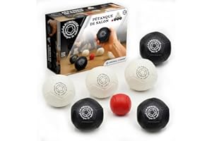 ORIGINAL CUP LA POINTEUSE | Jeu de Pétanque Intérieur | Jeu de 6 Boules Noires Blanches, 1 Cochonnet, 1 Sac de Transport | Activité Ludique Enfants Adultes | Jouet Petanque | Cadeau Fun | OriginalCorner®