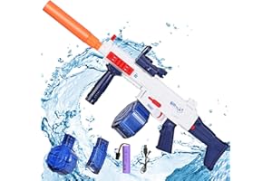 ZWOOS Elektryczny pistolet na wodę, dla dorosłych i dzieci, automatyczny pistolet na wodę z podwójnym zbiornikiem na wodę, duży zasięg 7-10 m, letnia impreza na plaży przy basenie zew