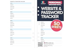 NBPLANNER Inserto di ricarica per organizer per pagine web e password | Compatibile con Filofax Personal | 95 x 171 mm