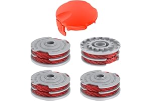 JAMSSOW 4 Bobine Tagliaerba Compatibili con Flymo FLY021/513937190,Filo Tagliabordi Bobine Adatto per Flymo Contour/Mini Trim/Multi Trim/Power Trim/Power Trim,Lunghezza 11m,Ø1,5mm(4 bobine + 1 tappo)