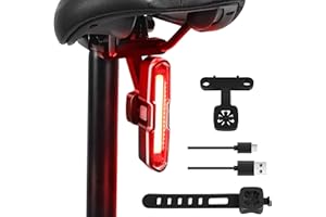 DON PEREGRINO Luz Trasera Bicicleta Potente Led 110 Lumen - Luz Bicicleta 5 Modos Rojo/Azul, Impermeable IP64, Recargable USB C, Soportes de Liberación Rápida para Sillín & Tija de sillín, DONPEREGRINO B2