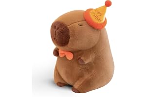 Cute Happy Birthday Capybara Plush, Kawaii Capybara Stuffed Animal Soft Stuffed Toy Hugging Pillow, Birthday Gifts for Kids Boys Girls Adult Party Decoration, 12 inch