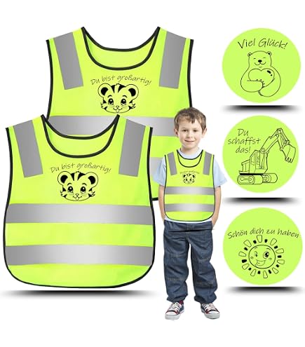 Gilets De Sécurité Réfléchissants Pour Enfants - Pack De 2 - Licorne - 5-12 Ans - École, Vélo, Sécurité Routière