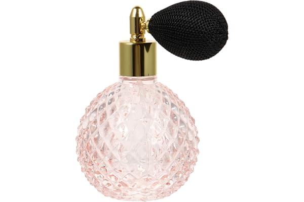Beaupretty Kristall, parfymflaska, 100 ml, vintage, parfymflaska med bollspray, påfyllningsbar, tom glasflaska, spridarflaska, rosa, ROSA, 6x6cm