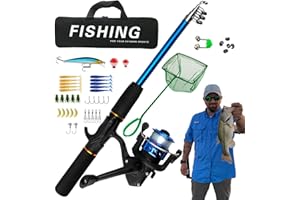 OPILROYN Combinado De Caña De Pescar, Combo De Caña De Pescar Y Carrete | Kit De Caña De Pescar | Carretes Giratorios, Caña De Pescar Telescó, Bolsa De Transporte De Pesca, Portátil para Agua