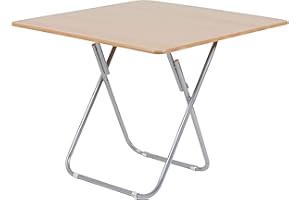 LA BOLATA The Secret Home - Mesa Cuadrada Plegable Portátil - Color Natural - Largo 90 cm x Ancho 90 cm - Mesa de Madera y Metal - Ideal para Cocina, Terraza o Jardín