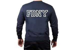 feuer1 Sweatshirt Navy, FDNY with Fabrified Chest Logo and Outline Lettering on Back
