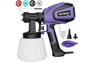 GLORITY Pistola de Pintura HVLP 700W, Pulverizador Eléctrico con Depósito de 1200ML, 1000ML/Min, con Conectores de Limpieza y Soplado, 4 Boquillas y 3 Modos de Rociado, Flujo Ajustable, Ideal para Hogar, Mueb
