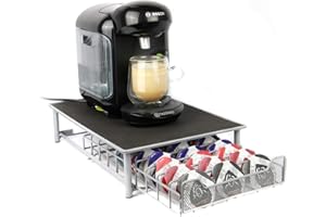 MAISON & WHITE 60 Coffee Pod Holder Grey | Pod Compatible | Coffee Machine Stand | Pod Drawer Dispenser | Kitchen Storage | M&W