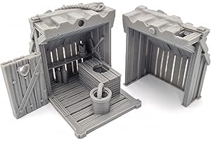 Q P QUALITY PRINTING 3D QP3D Budynek Outhouse - Fantasy Battle Privy House Teren Sceneria na blat i RPG 28-32 mm miniatury rekwizyty wojenne DnD & D, nadruk 3D i do malowania