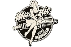 Finest Folia Adesivo motivi retrò vintage sticker Old School Ace Kult Rockabilly decorative per auto moto casco garage (R149-03 Mechanic repair)