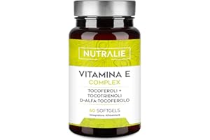 Vitamina E - Antiossidante - Tocoferolo + Tocotrienolo - Protezione delle Cellulle dallo Stress Ossidativo - 60 Softgels Vitamin E Complex Nutralie