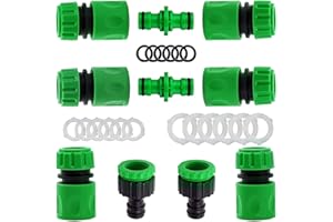 YAAVAAW Lot de 10 Raccords d'arrosage Rapides Ensemble pour Tuyau d'arrosage (6Pcs 1/2" Tuyau Rapides Raccord,2Pcs Double connecteur,2Pcs Connecteur Nez de Robinet)