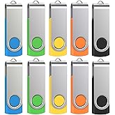 Uflatek USB Flash Drive 8GB Pendrives 10 Pieces USB 2.0 Rotating Memory Flash Memory Multi-Coloured 8GB Pen Drive Portable Pe