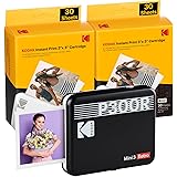 KODAK Mini 3 Retro 4PASS Stampante Fotografica Portatile (7,6x7,6cm) + Pacchetto con 68 Fogli, Nero