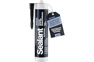 HEMWAY Jet Black Construction Sealant & Adhesive All-in-One Hybrid Polymer | Superior to Silicone Sealant | Waterproof, Odourless, Anti-Mould, Paintable | Kitchen Bathroom Outdoor - 300 ml 1 Pack