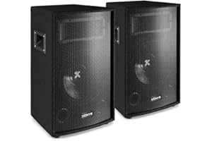 Vonyx SL10 - Conjunto de Altavoces Pasivos 2x500W, Woofer 10", Bass Reflex, Tophat para Trípode, Conexión Jack 6,3mm y Pinza, Transporte Fácil, para DJ, Eventos, Fiestas y Garajes