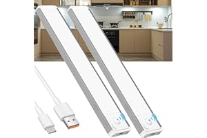 GWULC Schrankbeleuchtung Unterbauleuchte Küche LED Licht - Bewegungsmelder Lampe Akku Batterie Unterschrank Beleuchtung Lichtleiste Innen Kabellos Leiste Schrank Lichter Unterbau Leuchte Aufladbar USB Light