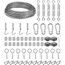 77-teiliges Drahtseil Set - 50m 2mm Edelstahlseil Mit Zubehör Für Garten & Haus