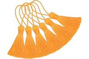 Makhry 20 borlas mini, hechas a mano, sedosas, de 4,3 pulgadas, con cordón de 2 pulgadas y pequeño nudo chino para aretes, recuerdos, marcadores, accesorios para manualidades (Amarillo Dorado)