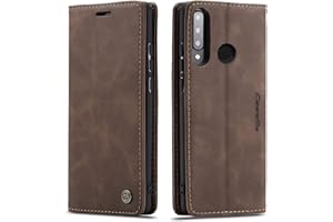 QUQUCHENG123 Ququcheng - Carcasa Compatible con Huawei P30 Lite, Funda de Piel con Cierre magnético, Carcasa antigolpes, Carcasa de café