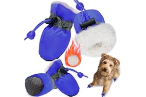 PPGGOPP Hundeschuhe Pfotenschutz,4PCS Plüsch Hundestiefel,Hundeschuhe Winter,Hund Schneestiefel,Bequeme Atmungsaktive,Hundeschuhe mit reflektierenden Riemen,für kleine, mittlere,Sport im Freien (Blau 4)