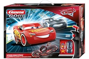 Carrera Toys GO!!! Disney Pixar Cars Speed Challenge Set Pista da Scontro e Due Macchinine con Saetta Mcqueen e Jackson Storm, Gioco Adatto per Bambini dai 6 Anni, Multicolore, 20062476