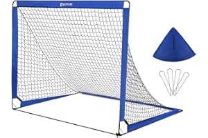 EXTFANS Buts de Football Jardin Enfants Pliable, Cage de Foot avec Sac de Transport et 4 Piquets, Filet de Football Pop-up, Garçons extérieur Formation Cadeaux