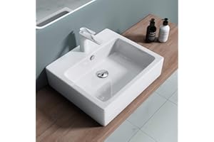 DB DUROVIN BATHROOMS Durovin Bathrooms Ceramic Basin - Wall Hung or Counter Top Mount Sink - Single Tap Hole with Overflow - Square 530 x 410mm (WXD)