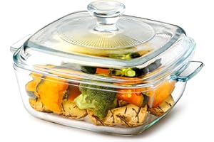 NUTRIUPS 0.8L Square Casserole Dish with Lid Oven Safe, 15cm Covered Glass Oven Dish With Lid