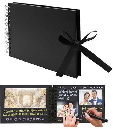 Album Photo DIY Scrapbooking 60 Pages De Papier Noir Épais Album Spiralé à Personnaliser Album Photos Vierge Idéal Pour Famille, Mariage, Voyage Et Bébé,Loisirs Créatifs (Noir